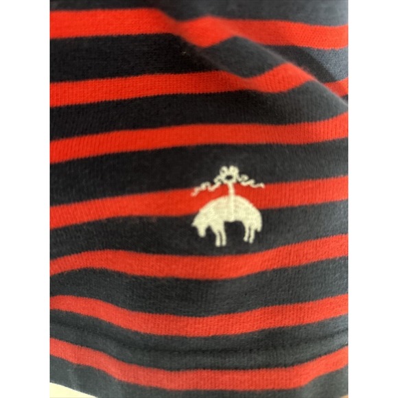 Brooks Brothers Men's L Cotton Blue/Red Stripe LongSleeve Sweater Crew EUC C5 - Picture 3 of 4